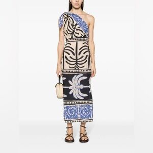 Johanna Ortiz Printed one-shoulder cotton maxi dress size 12